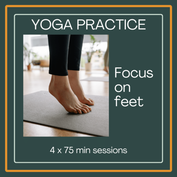 Yoga class focusing on feet